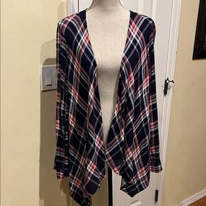 torrid Navy, Pink & White Plaid Open Cardigan